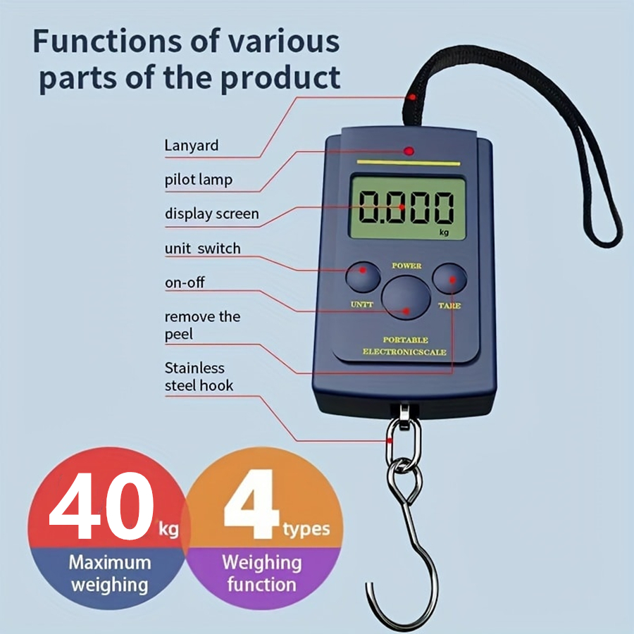 Luggage Scale Hanging - 40kg multifunctionele mini elektronische digitale draagbare