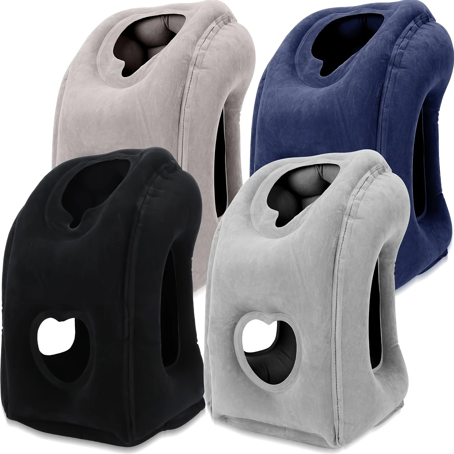 Travel Accessories For Train - Opblaasbaar Reiskussen - Gepatenteerd Ventielontwerp, Verstelbare