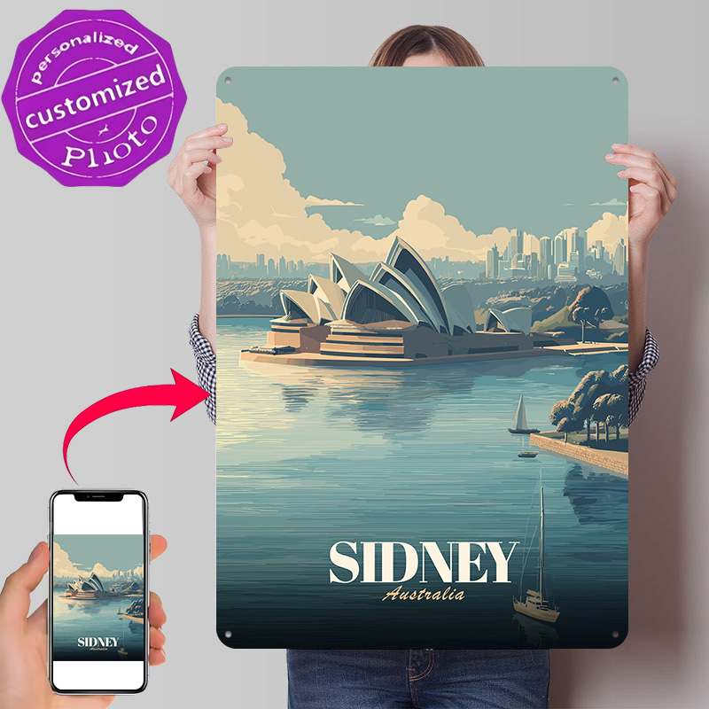 Travel Accessories Sydney - Sydney Opera House Reisposter Retro 3D-geprinte