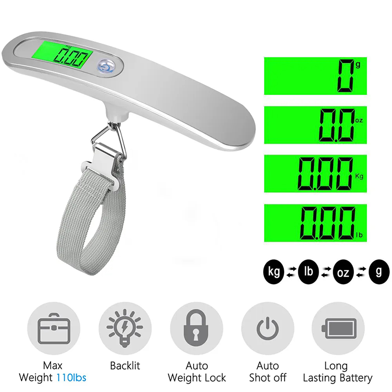 Luggage Scale Hanging - 50kg/110 pond draagbare hangende elektronische bagageweegschaal