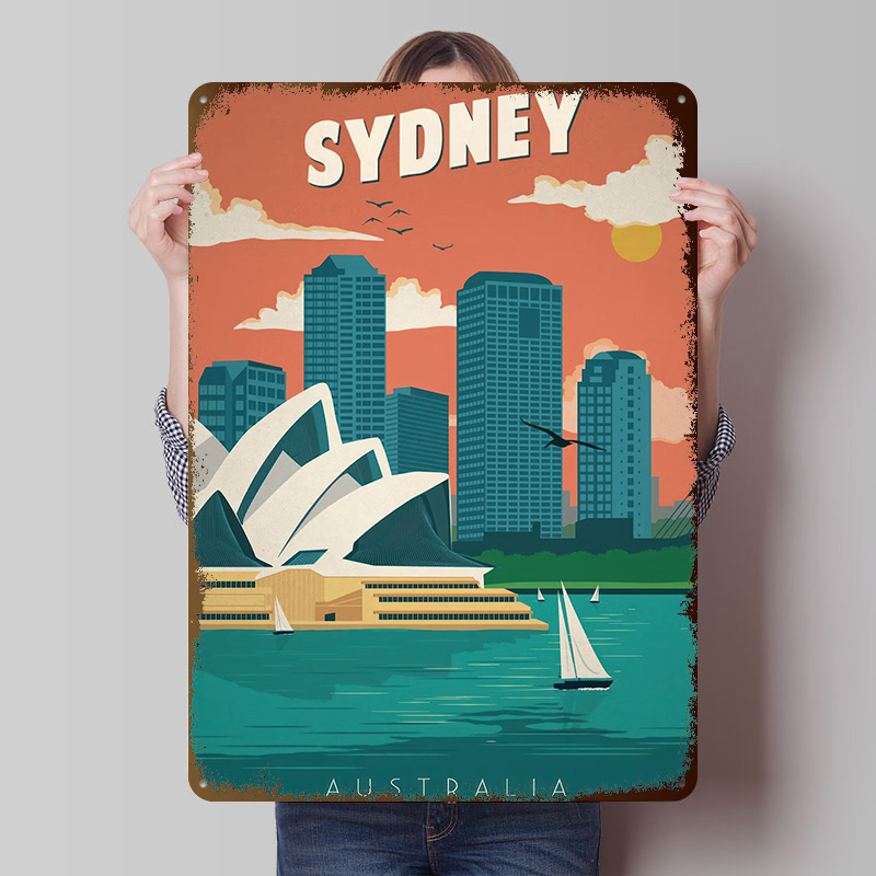 Travel Accessories Sydney - Sydney Travel Poster Aangepaste vintage metalen