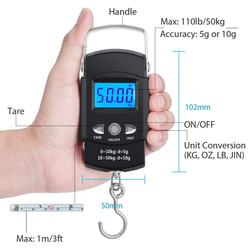 50kg Digitale Hangweegschaal m - Luggage Scale Hanging recensie en prijs